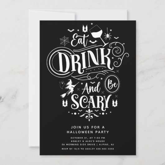 Eet Drink en wees eng Halloween Kaart (Voorkant)