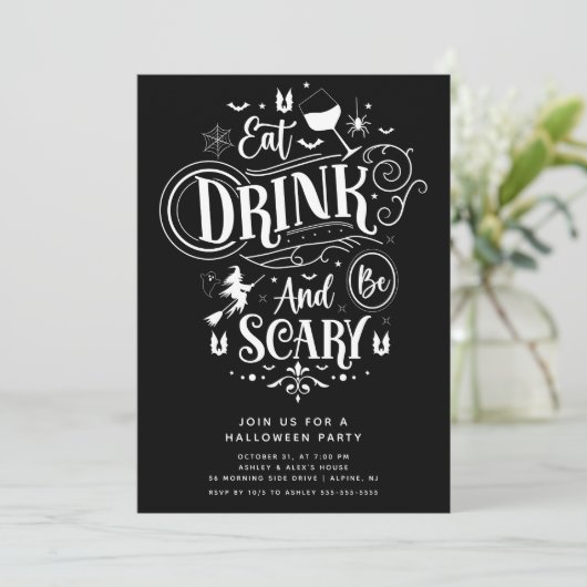 Eet Drink en wees eng Halloween Kaart (Staand voorkant)