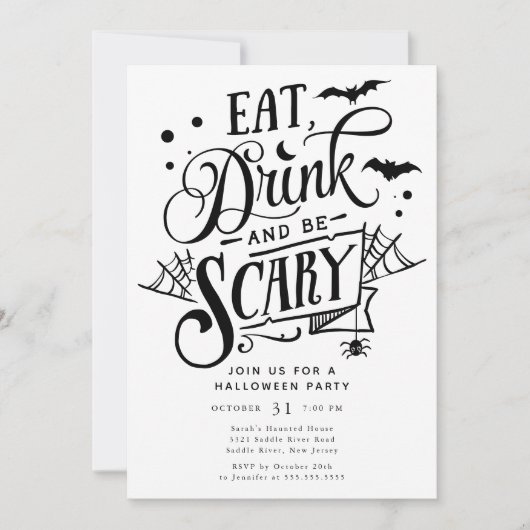 Eet Drink en wees eng Halloween Kaart (Voorkant)