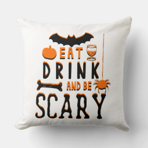 eet drink en wees eng halloween kussen