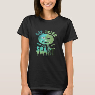 Eet, drink en wees eng Halloween licht T-shirt