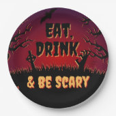 Eet, Drink en wees eng Halloween Papieren Bordje (Voorkant)
