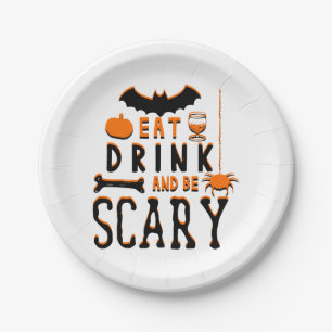 eet drink en wees eng halloween papieren bordje