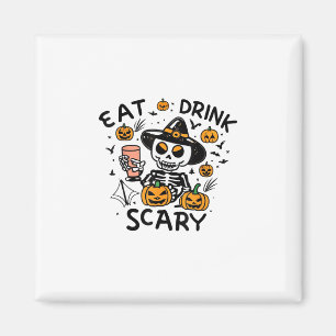 Eet, drink en wees eng Halloween pompoen miniatuur Magneet
