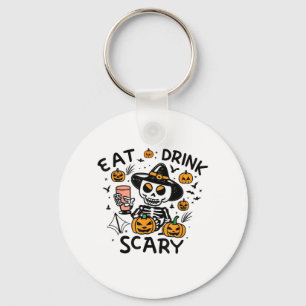 Eet, drink en wees eng Halloween pompoen miniatuur Sleutelhanger