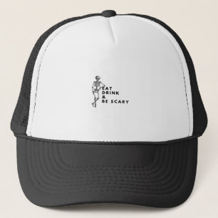 Eet, Drink En Wees Eng Halloween Skelet Vintage  Trucker Pet