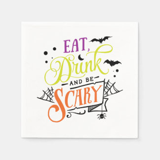Eet, Drink en wees eng Halloween Typografie Servet