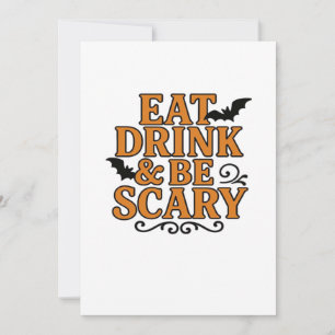 Eet, drink en wees eng Halloween vintage grafisch Feestdagenkaart