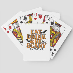 Eet, drink en wees eng Halloween vintage grafisch Pokerkaarten