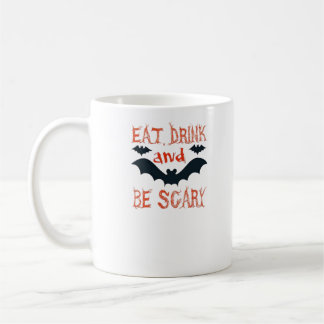 Eet, drink en wees eng Halloween-vleermuizen Feest Koffiemok