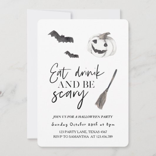 Eet Drink en wees eng | Happy Halloween Kaart (Voorkant)