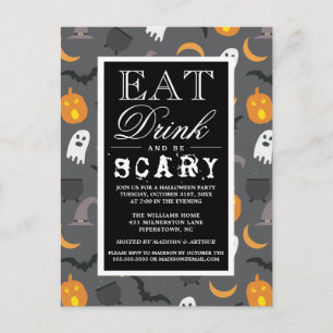Eet Drink en wees eng Happy Halloween-partij Uitnodiging Briefkaart