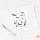 Eet Drink en wees eng | Happy Halloween Vierkante Sticker (Envelop)