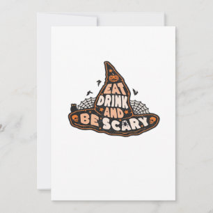 Eet, drink en wees eng heks Alleen Halloween-cadea Feestdagenkaart