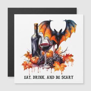 Eet, drink en wees eng herfst Halloween vleermuis Magnetische Uitnodiging