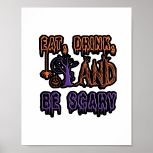 Eet, drink en wees eng kleurrijke artistieke typog poster