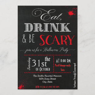 Eet drink en wees eng rode Halloween uitnodiging