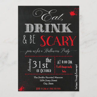 Eet drink en wees eng rode Halloween uitnodiging