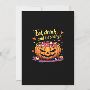 Eet, drink en wees eng Schrikfilm Nacht Halloween Feestdagenkaart