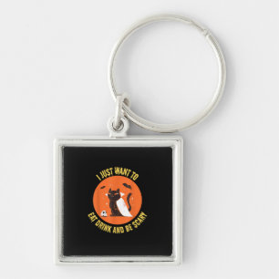 Eet, drink en wees eng spooky kat Halloween Sleutelhanger