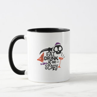 Eet, drink en wees eng vintage grafisch ontwerp mok