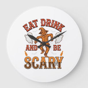Eet, drink en wees eng vintage Halloween T-shirt D Grote Klok
