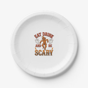 Eet, drink en wees eng vintage Halloween T-shirt D Papieren Bordje