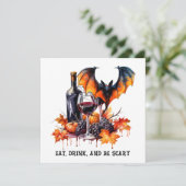 Eet Drink en Wees Enge Herfst Halloween Vleermuis  Kaart (Staand voorkant)