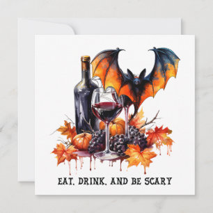 Eet Drink en Wees Enge Herfst Halloween Vleermuis Kaart