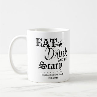 Eet Drink en wees Enge Spider Familie Halloween Mo Koffiemok