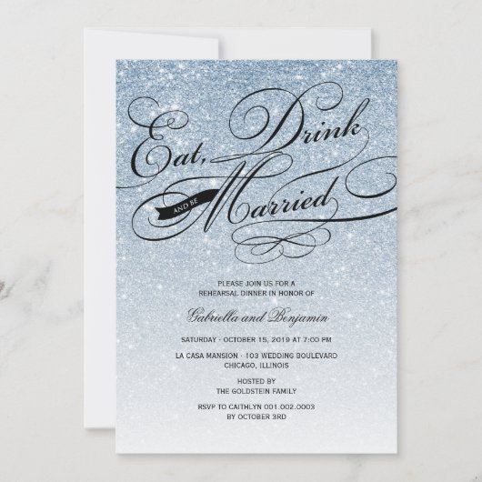Eet Drink en wees gehuwd met een repetitief diner Kaart (Voorkant)