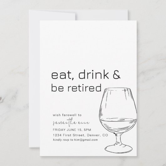 Eet, Drink en Wees Gepensioneerd Feestuitnodiging Kaart (Voorkant)