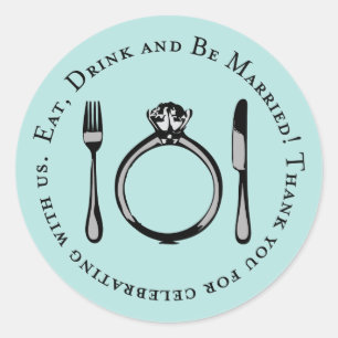 Eet Drink en wees getrouwd Aqua Blue Wedding Ronde Sticker