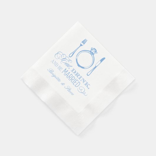Eet Drink en wees getrouwd Blue Wedding Monogram Servet (Hoek)