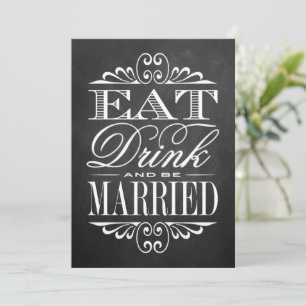 Eet, Drink en wees getrouwd - bord bruiloft Kaart
