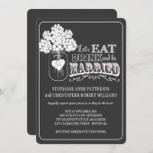 Eet, Drink en wees getrouwd Chalkboard Style Weddi Kaart (Voorkant / Achterkant)