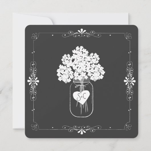 Eet, Drink en wees getrouwd Chalkboard Style Weddi Kaart (Achterkant)