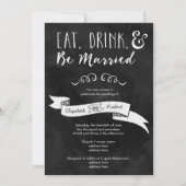 Eet, Drink en wees getrouwd Chalkboard Wedding Kaart (Voorkant)