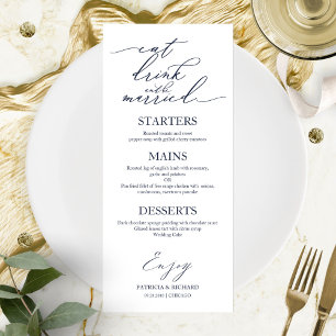 Eet, drink en wees getrouwd menu voor bord
