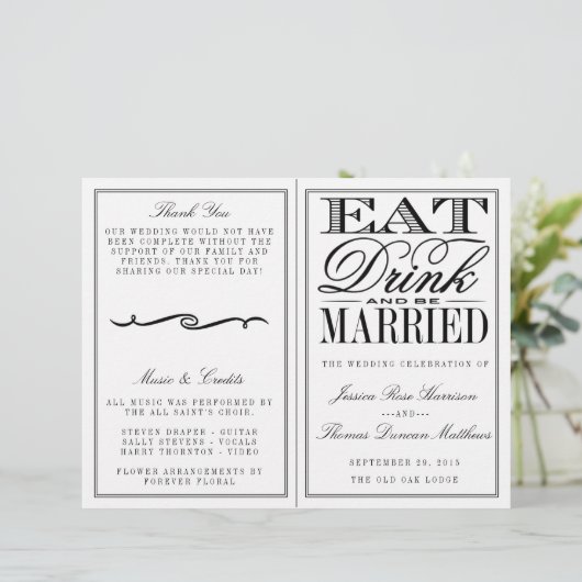 Eet, Drink en wees getrouwd Modern Black/White Wed (Staand voorkant)