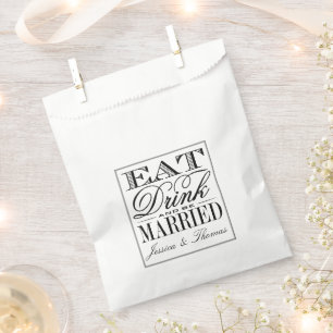 Eet, Drink en wees getrouwd Modern Black/White Wed Bedankzakje