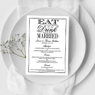 Eet, Drink en wees getrouwd Modern Black/White Wed Menu
