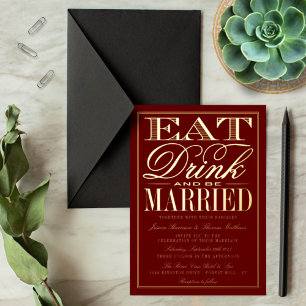 Eet, Drink en wees getrouwd Modern Wedding Real Folie Uitnodiging