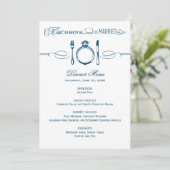 Eet Drink en wees getrouwd Navy Blue Wedding Dinne Menu (Staand voorkant)