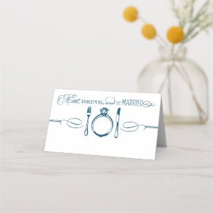 Eet, Drink en Wees Getrouwd Navy Monogram Huwelijk