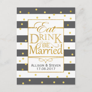 Eet, drink en wees getrouwd ontwerp uitnodiging briefkaart