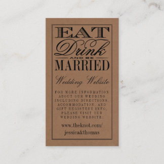Eet, Drink en wees getrouwd Rustic Kraft Wedding Informatiekaartje