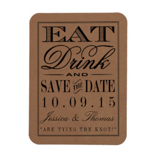 Eet, Drink en wees getrouwd Rustic Kraft Wedding Magneet