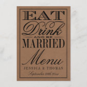 Eet, Drink en wees getrouwd Rustic Kraft Wedding Menu (Voorkant)