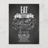 Eet Drink en wees getrouwd Save the Date briefkaar Aankondigingskaart (Voorkant)